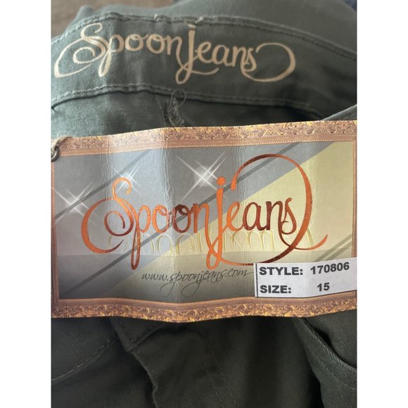 Spoon Jeans Vintage 90s Deadstock Olive Green Boot Cut Pants size 15 Tall - Picture 3 of 4